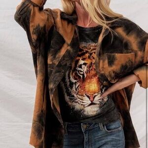 Tie-dye Corduroy Cardigan